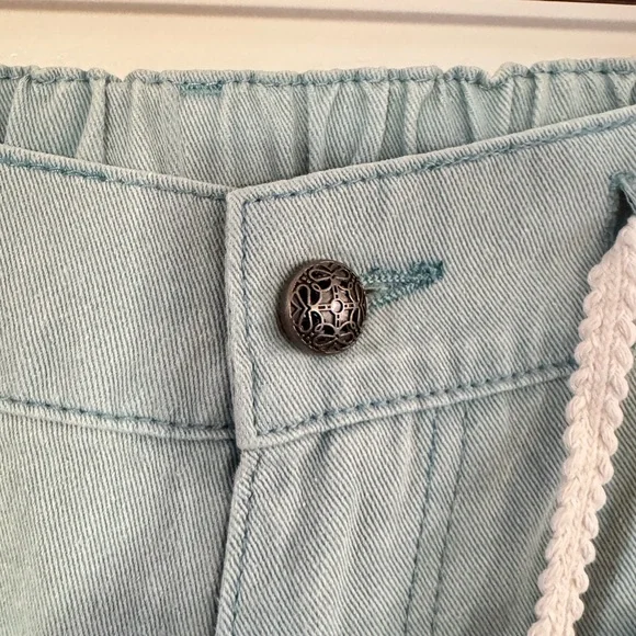 POL Dusty teal Distressed Cargo Pants with Lace Accents - Picture 11 of 15